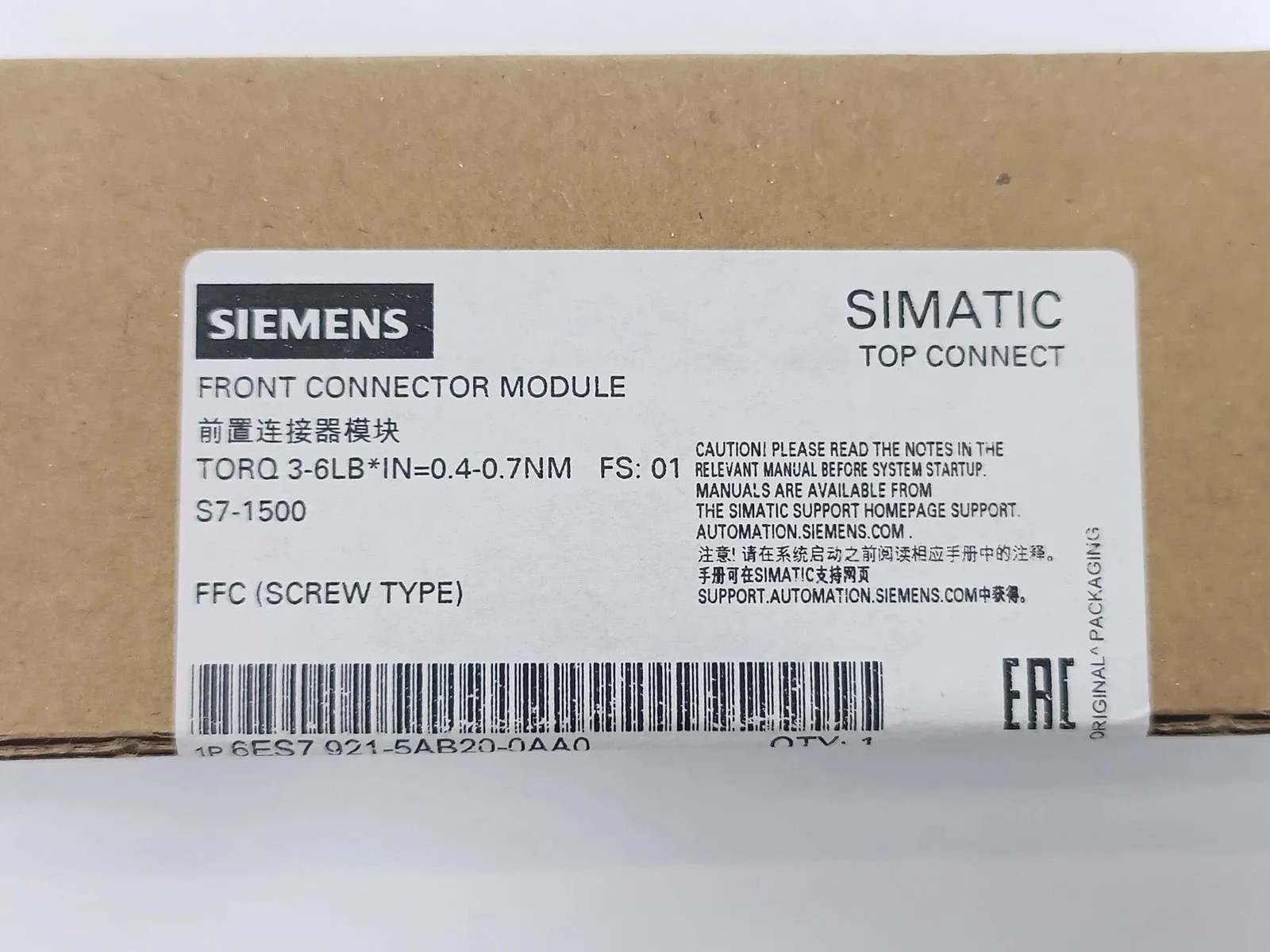 Siemens 6ES7921-5AB20-0AA0 Модуль S7-1500 4