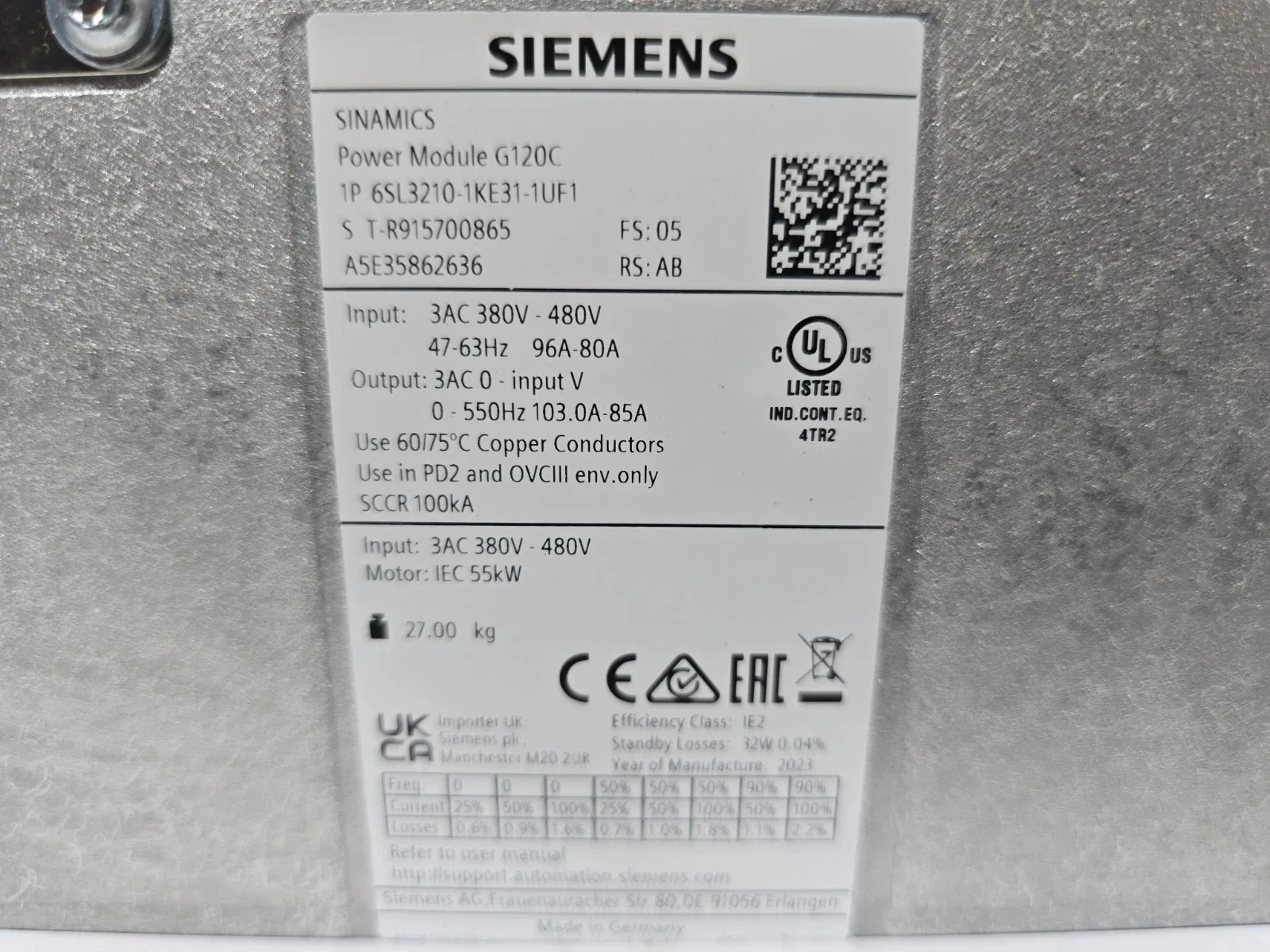 Siemens 6SL3210-1KE31-1UF1 Преобразователь частоты 5