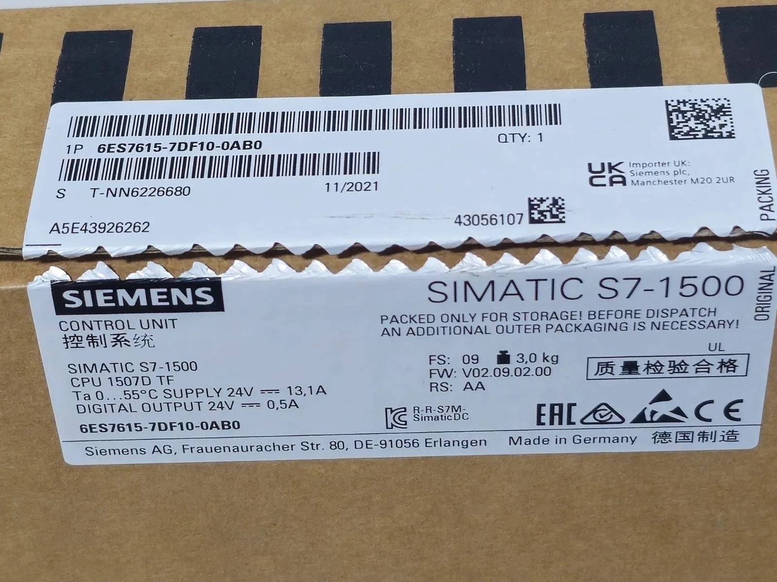 Siemens 6ES7615-7DF10-0AB0 SIMATIC S7-1500 4