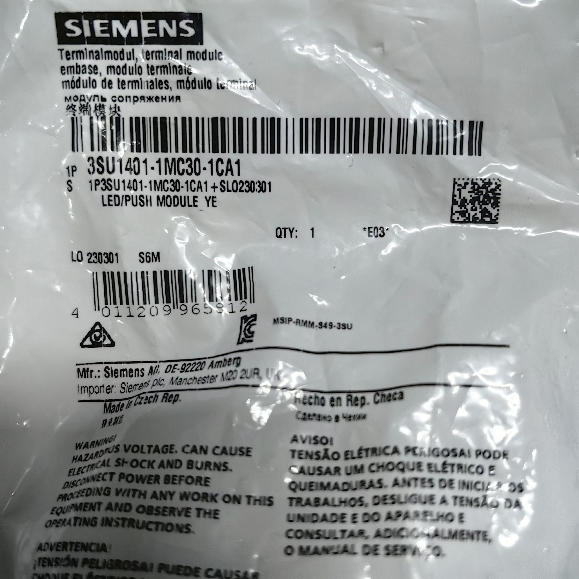 Siemens 3SU1401-1MC30-1CA1 Модуль