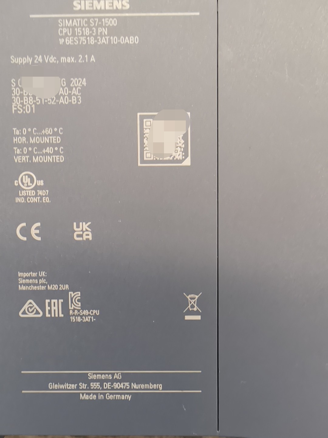 Siemens 6ES7518-3AT10-0AB0 SIMATIC S7-1500