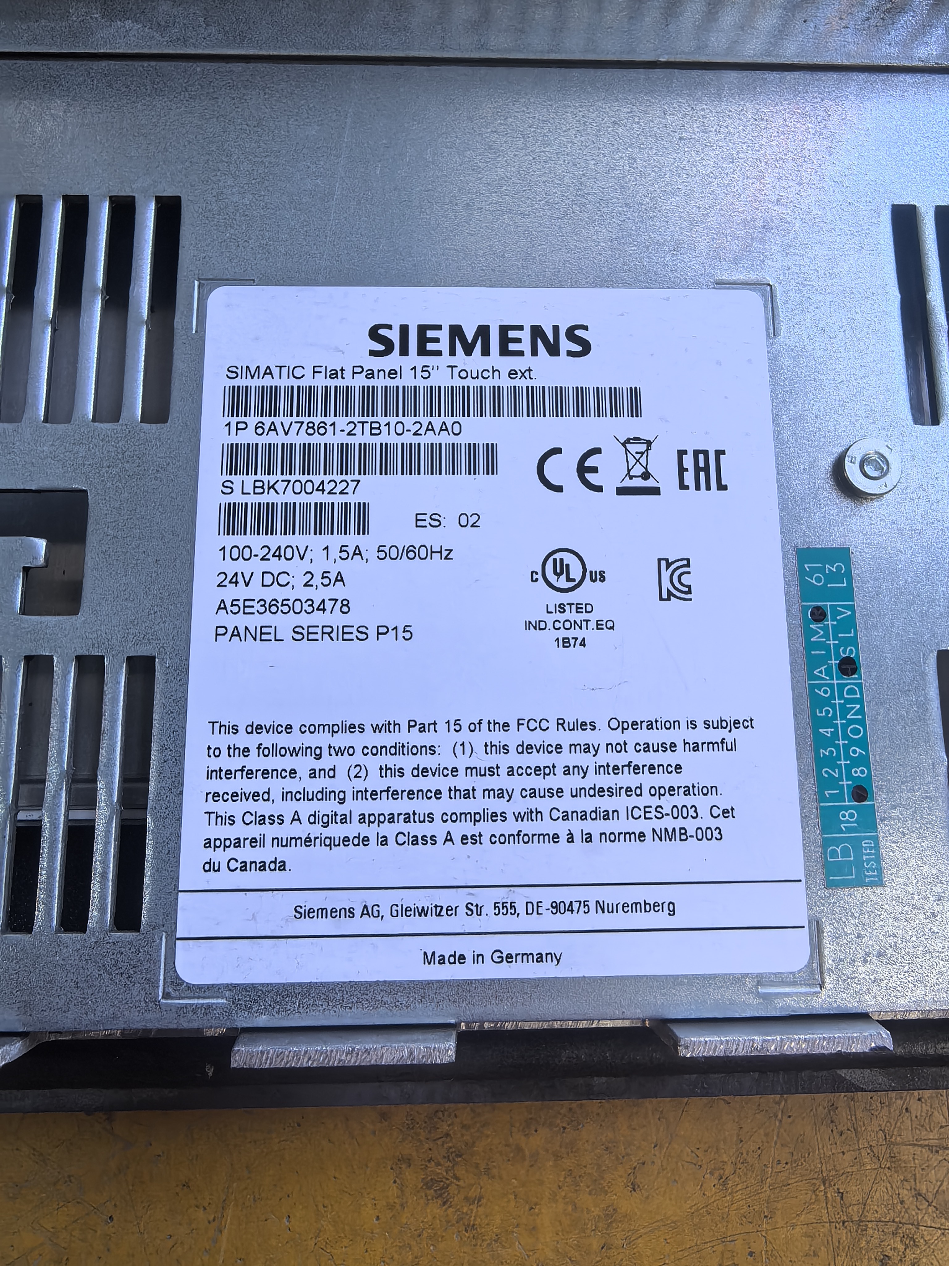Siemens 6AV7861-2TB10-2AA0 Модуль 3