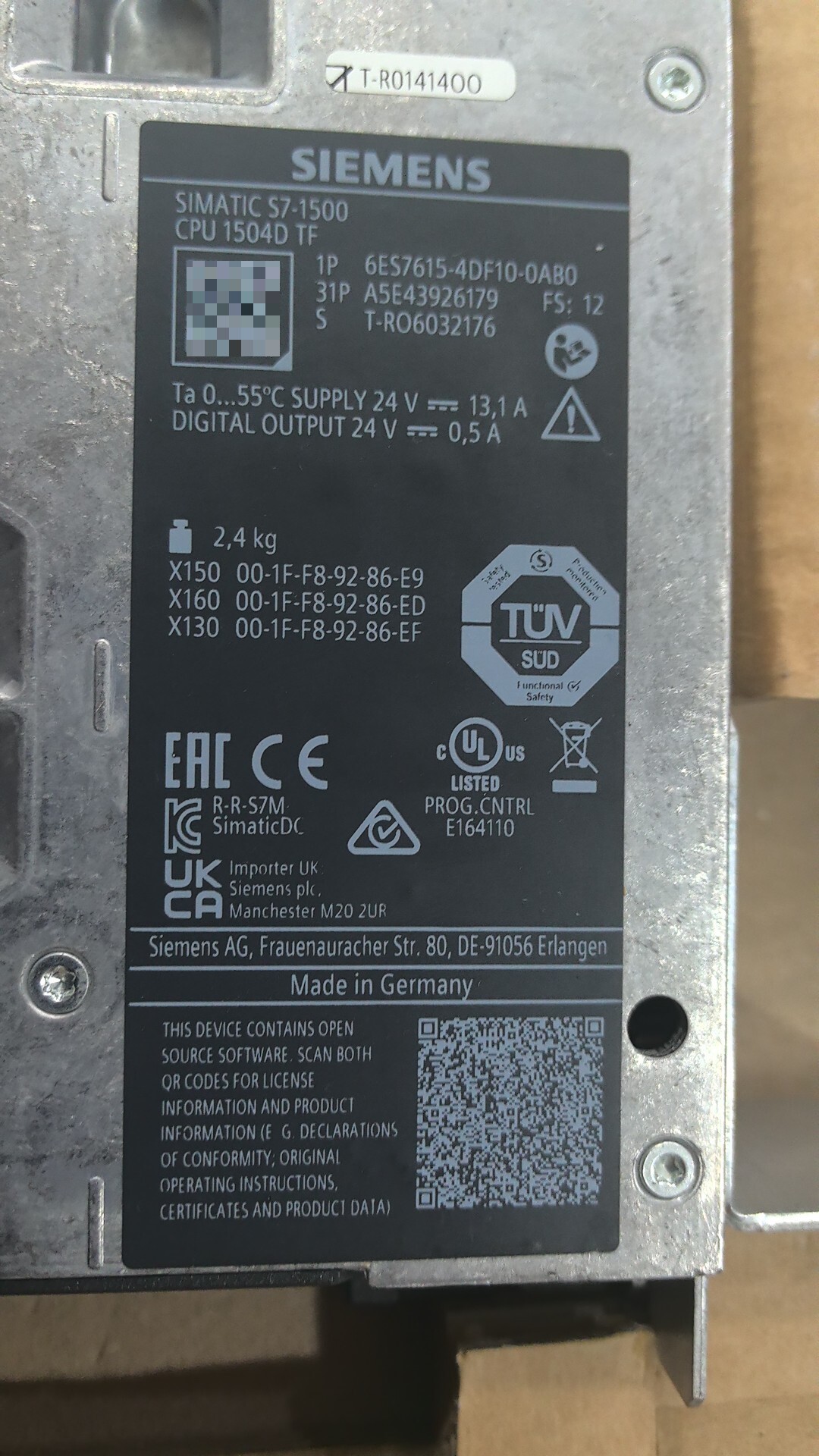 Siemens 6ES7615-4DF10-0AB0 SIMATIC S7-1500 2
